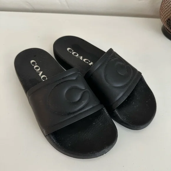 Coach Ulla Black Slides Pool Sandals - Picture 4 of 4
